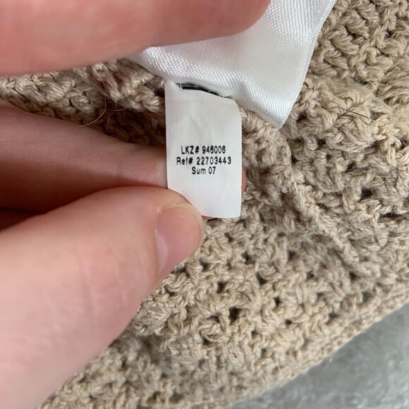 Eddie Bauer Cardigan Women's Petite XL Beige Hand Crocheted 3/4 Sleeve - Picture 8 of 12